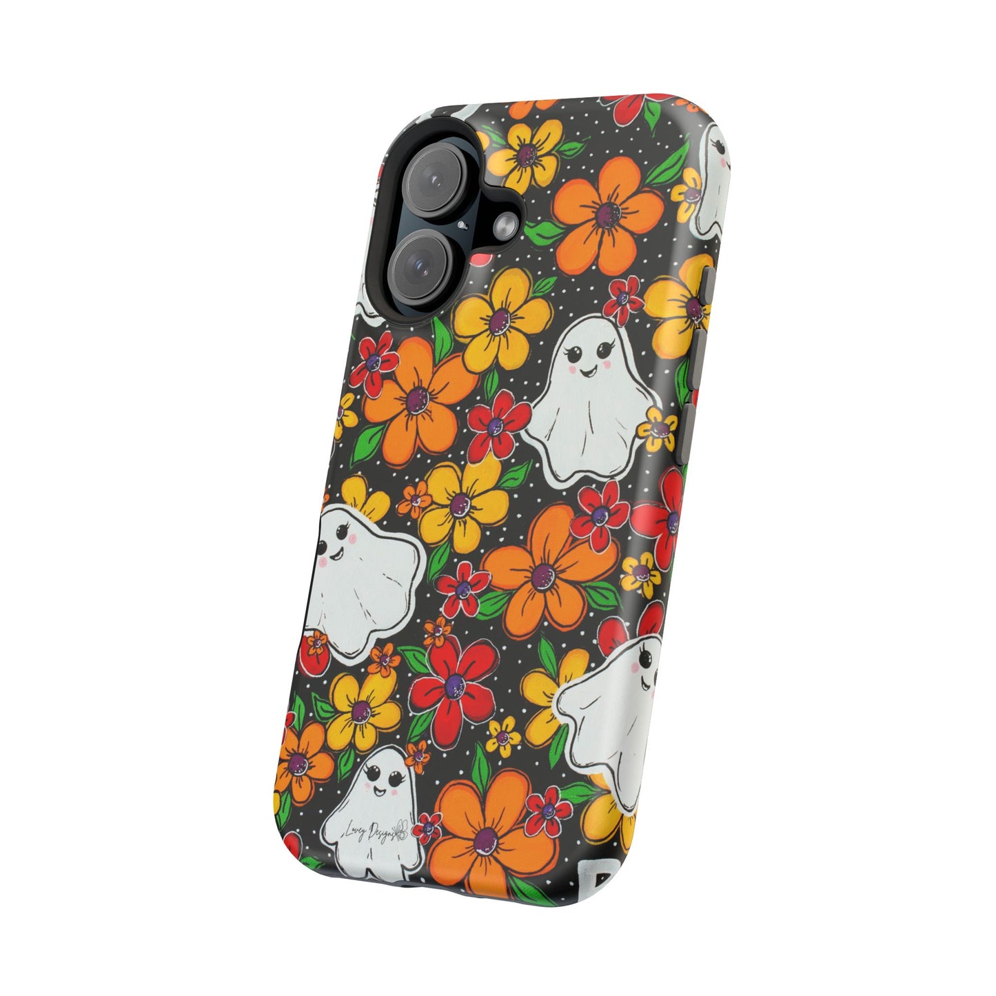 Halloween Phone Case with Ghosts and Flowers Design - Phone Case
