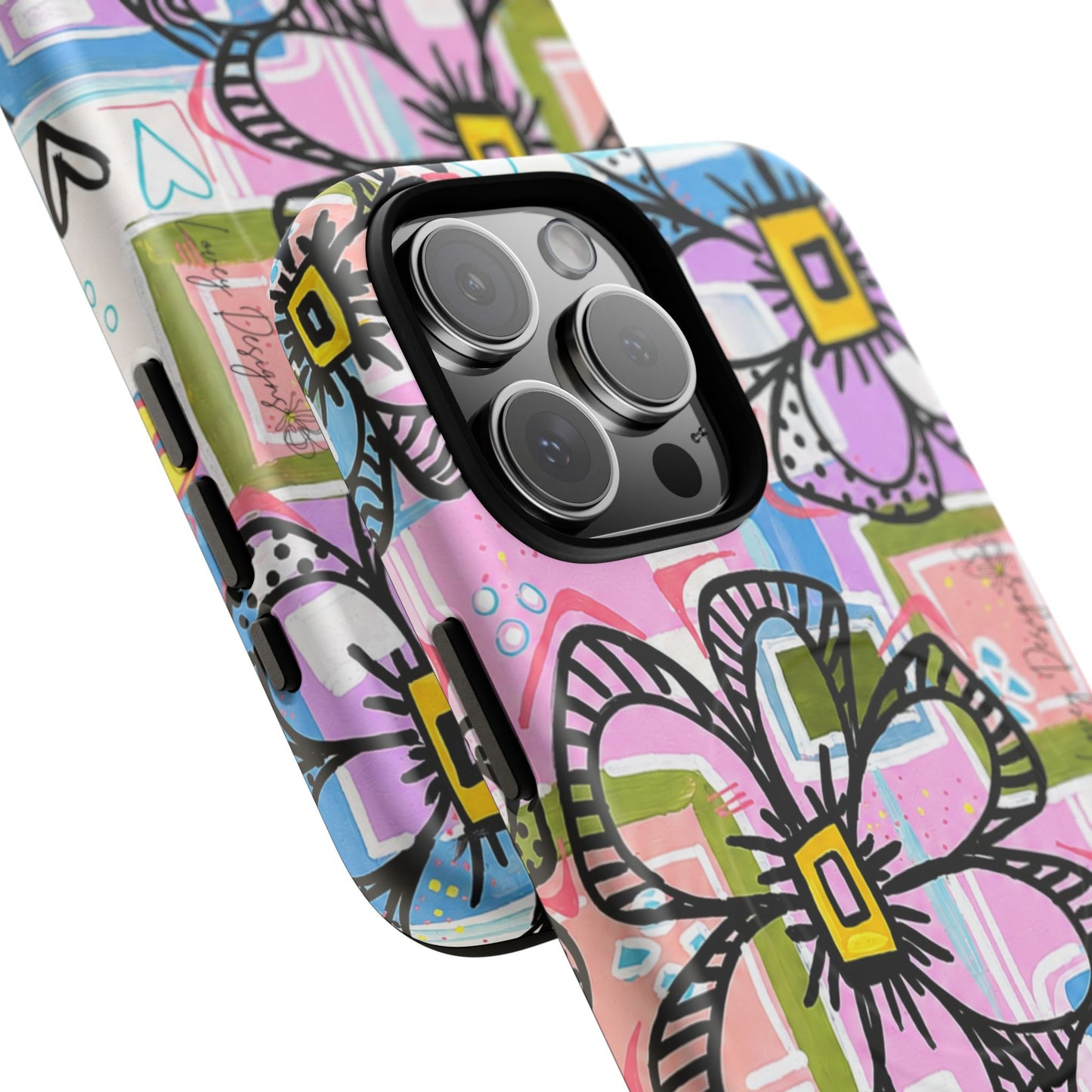 Floral Pop Tough Magnetic Phone Case — Pink Hand-Drawn Daisies