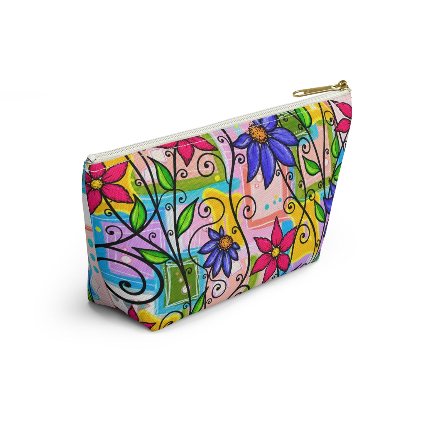 Colorful Floral Accessory Pouch — T‑Bottom Makeup & Travel Organizer