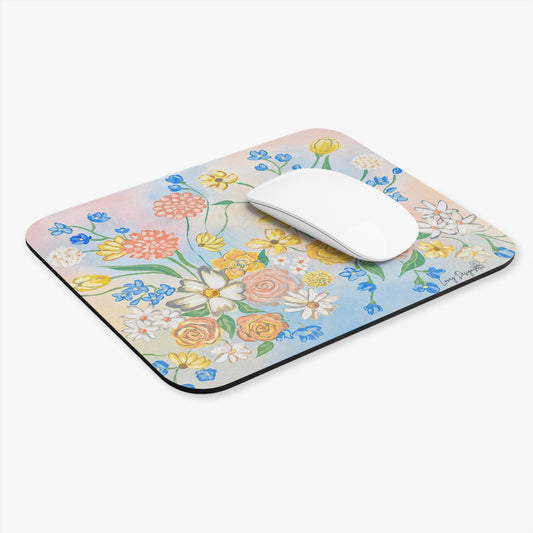 Grow Where You Are Planted Floral Mouse Pad — Inspirational Botanical Desk Mat
