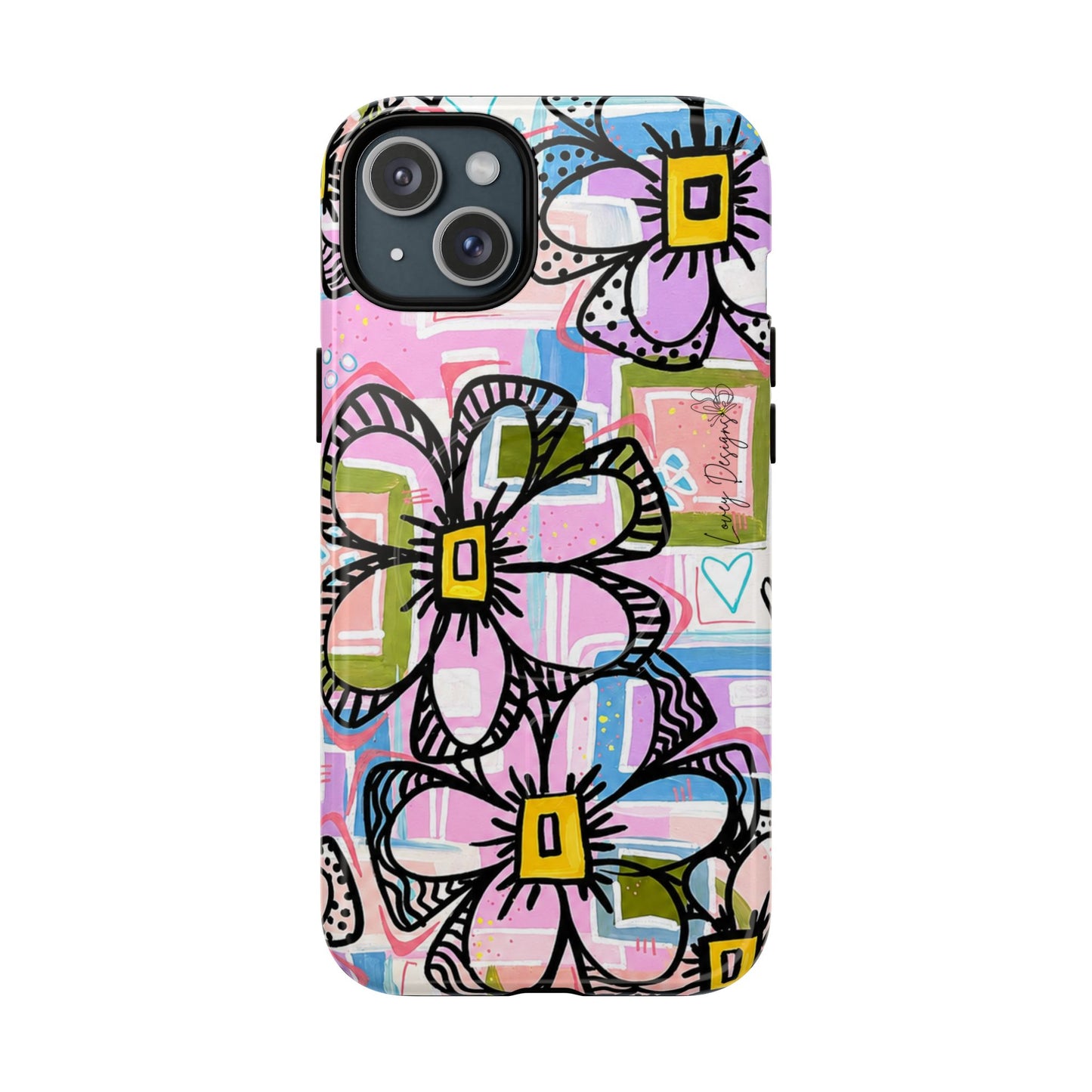 Floral Pop Tough Magnetic Phone Case — Pink Hand-Drawn Daisies