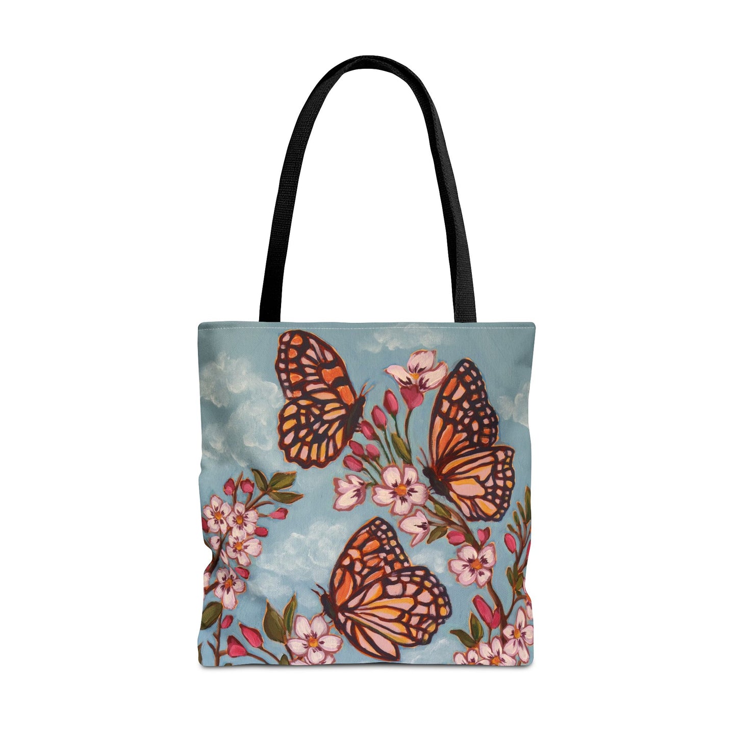 Monarch Blossom Tote Bag — Floral Butterfly All-Over Print