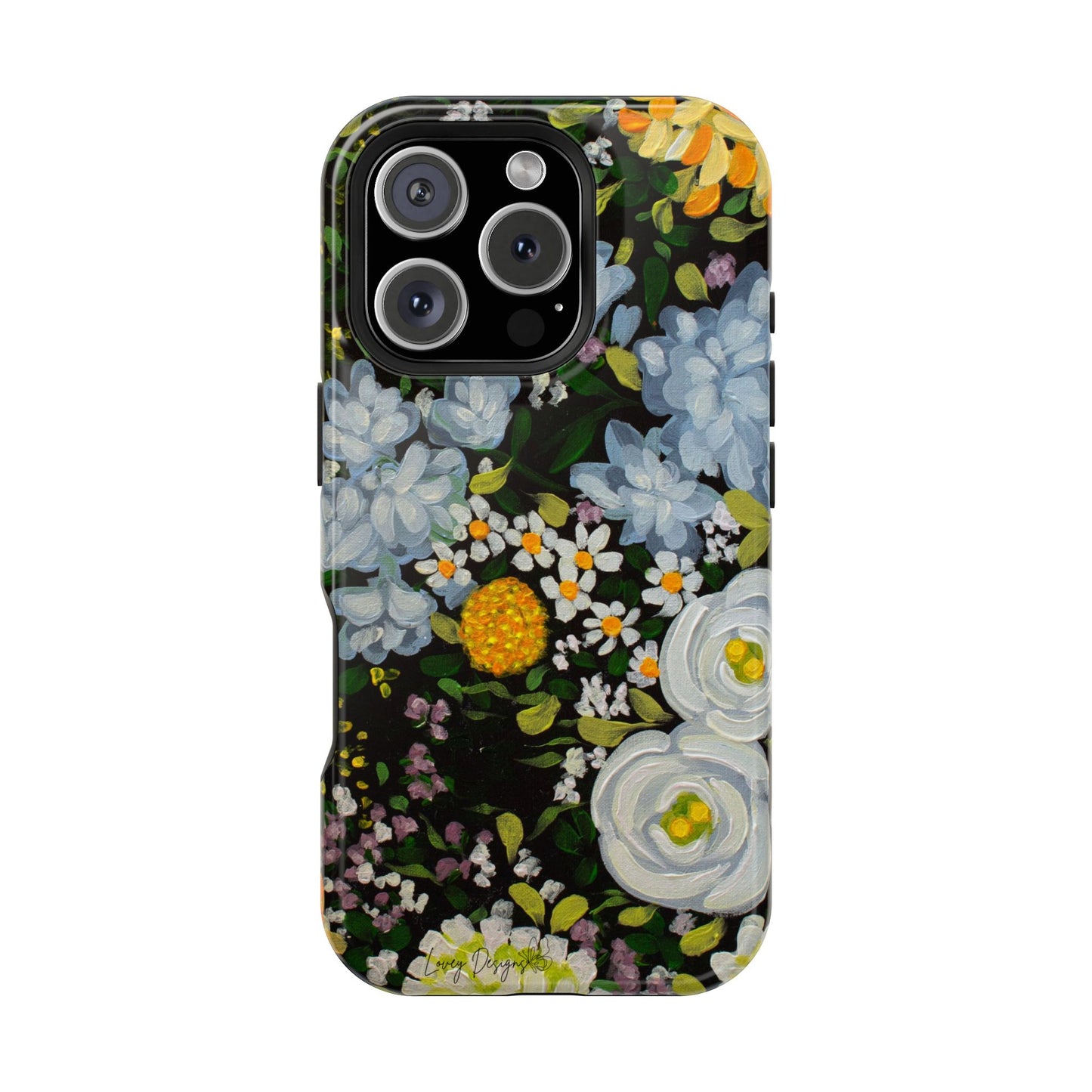 iPhone 16 & iPhone 17 Case - Midnight Garden Floral Design - Magnetic Impact-Resistant