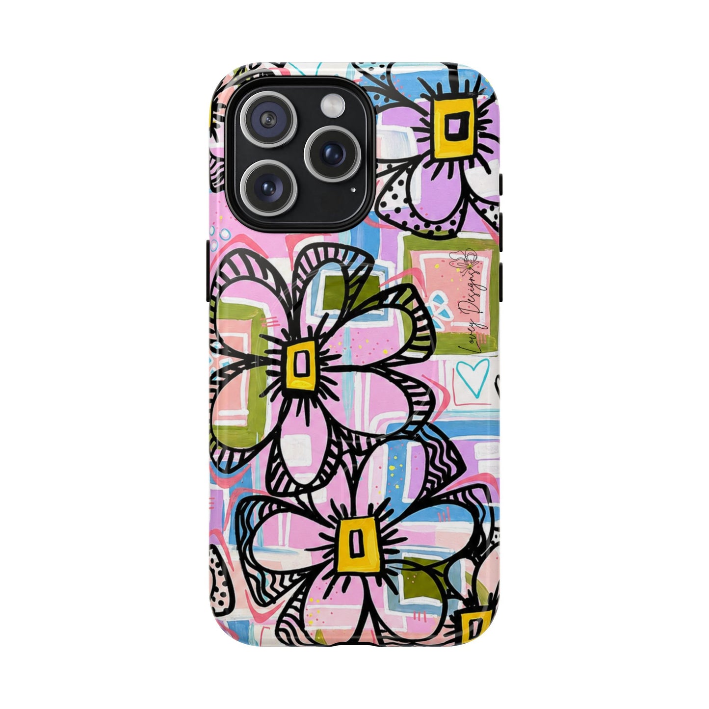 Floral Pop Tough Magnetic Phone Case — Pink Hand-Drawn Daisies