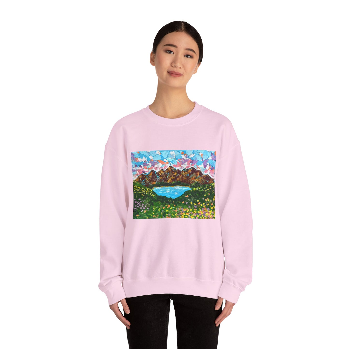 Colorful Mountain Landscape Sweatshirt - "Mountain Lullaby"