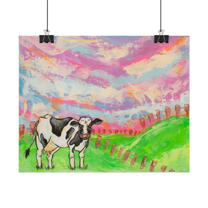 Pastel Cow Farm Art Print — Rolled Poster for Nursery & Home Decor