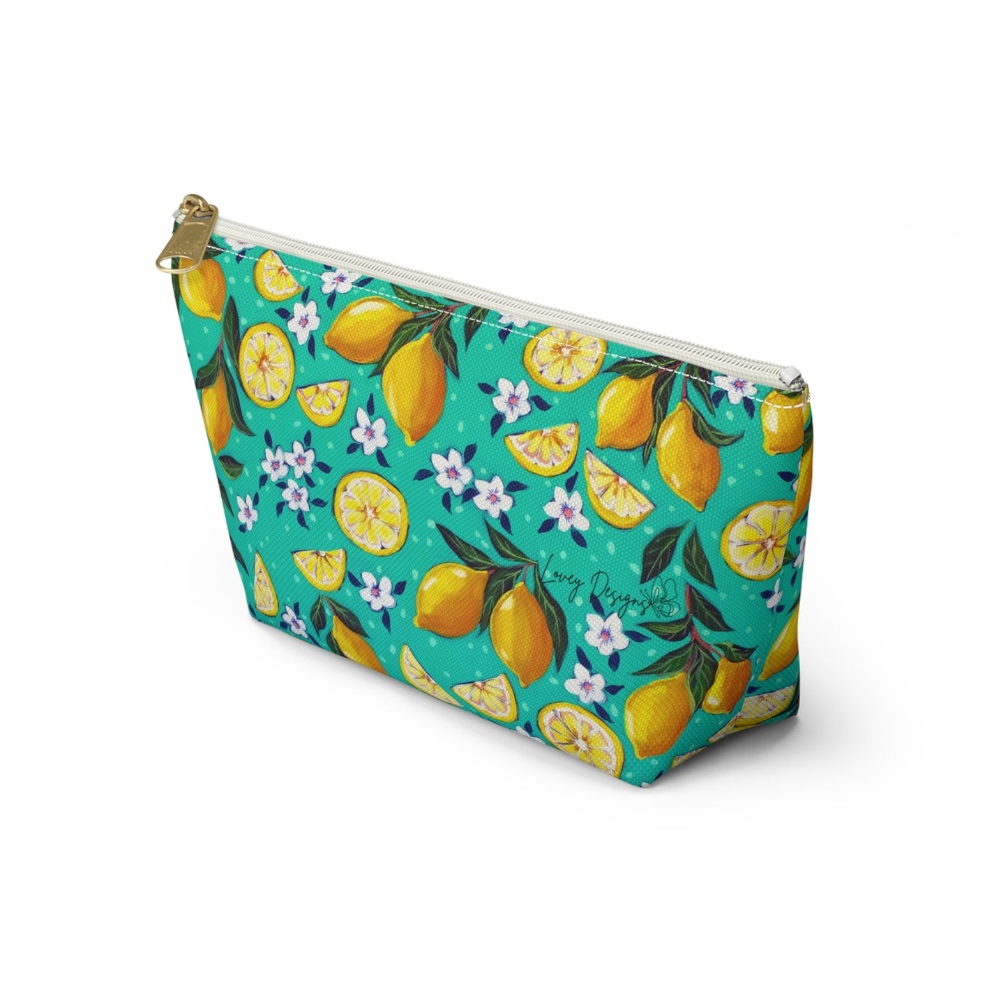 Lemon Blossom Accessory Pouch — T‑Bottom Cosmetic Bag