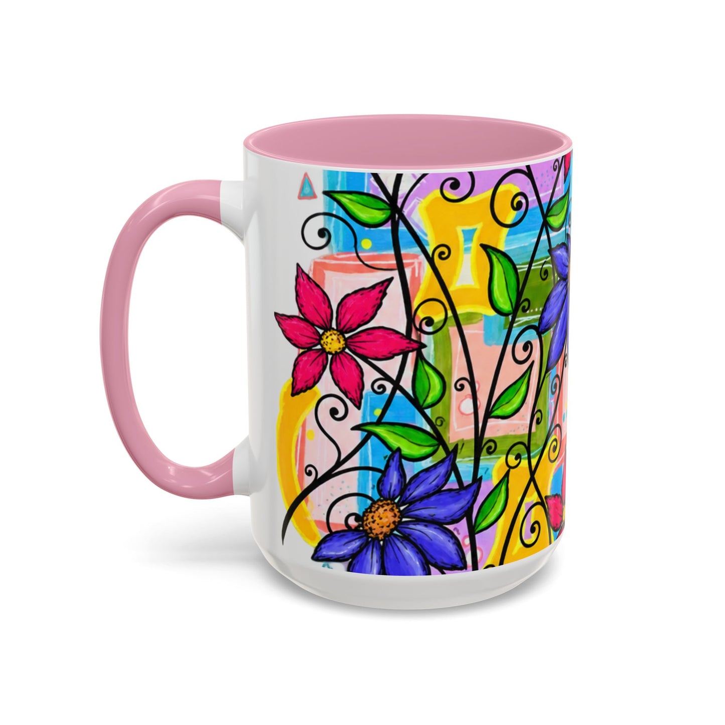 Colorful Floral Art Mug – Vibrant Hand-Painted Flowers (11oz, 15oz)