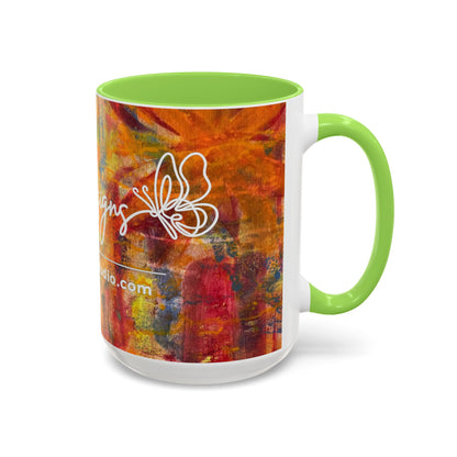 Colorful Abstract Art Mug (11oz & 15oz) — Hand-Painted Vibe, Logo Accent