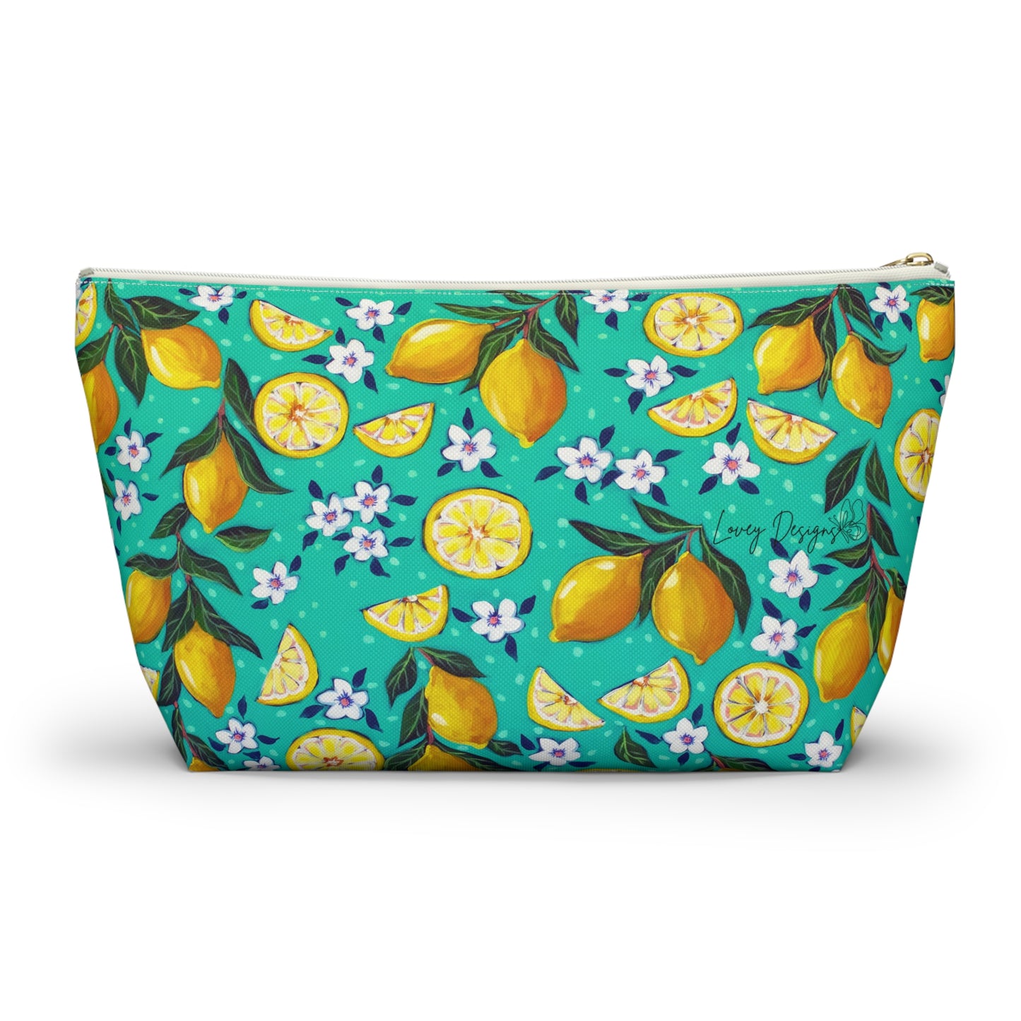 Lemon Blossom Accessory Pouch — T‑Bottom Cosmetic Bag
