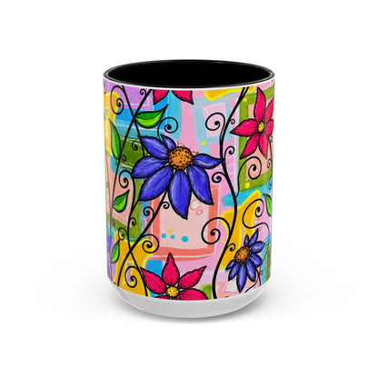 Colorful Floral Art Mug – Vibrant Hand-Painted Flowers (11oz, 15oz)