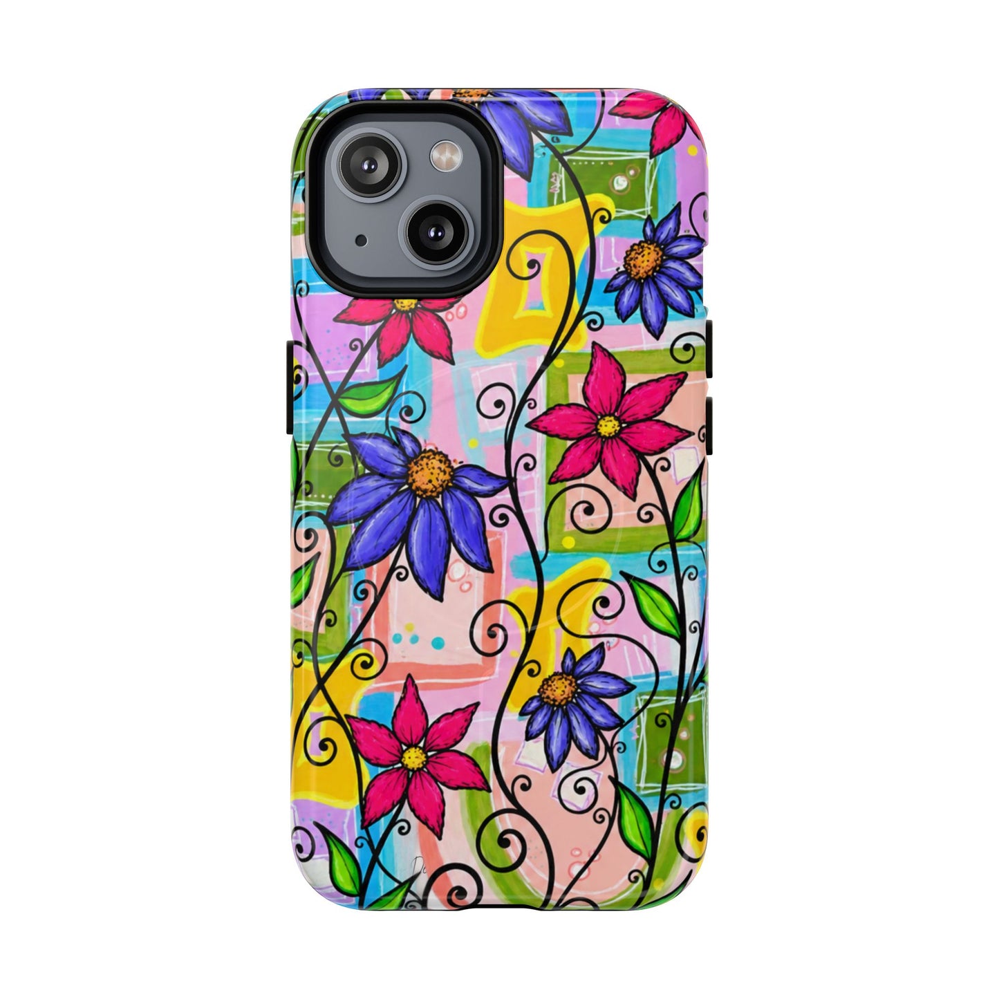 Magnetic Tough Phone Case — Colorful Floral Swirl Design