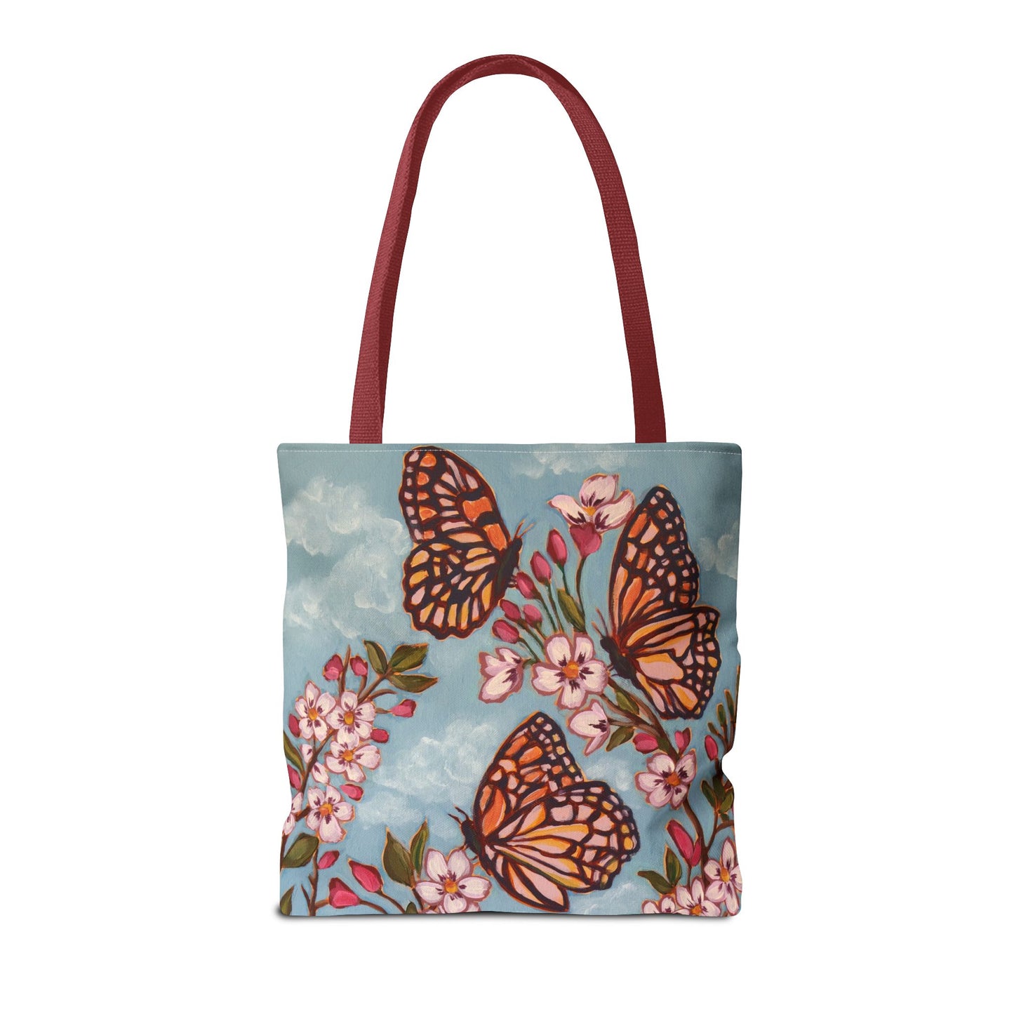 Monarch Blossom Tote Bag — Floral Butterfly All-Over Print