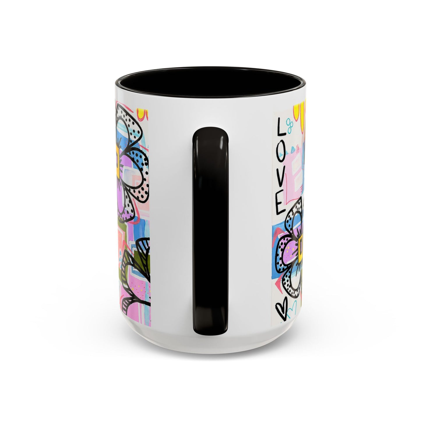 Colorful Floral Art Mug (11oz & 15oz) — Bright Hand-Drawn Flowers, Funky Pastel Coffee Cup