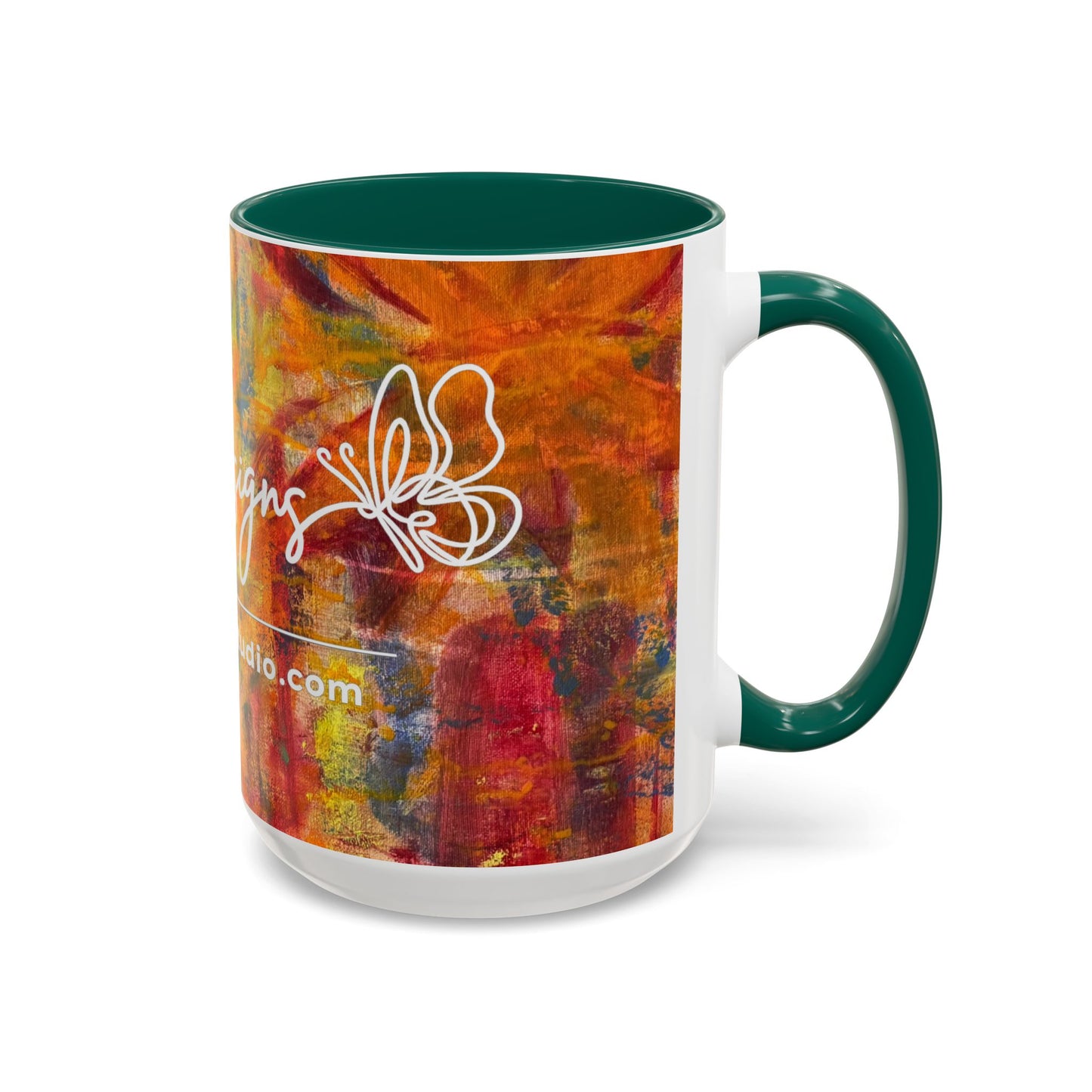 Colorful Abstract Art Mug (11oz & 15oz) — Hand-Painted Vibe, Logo Accent