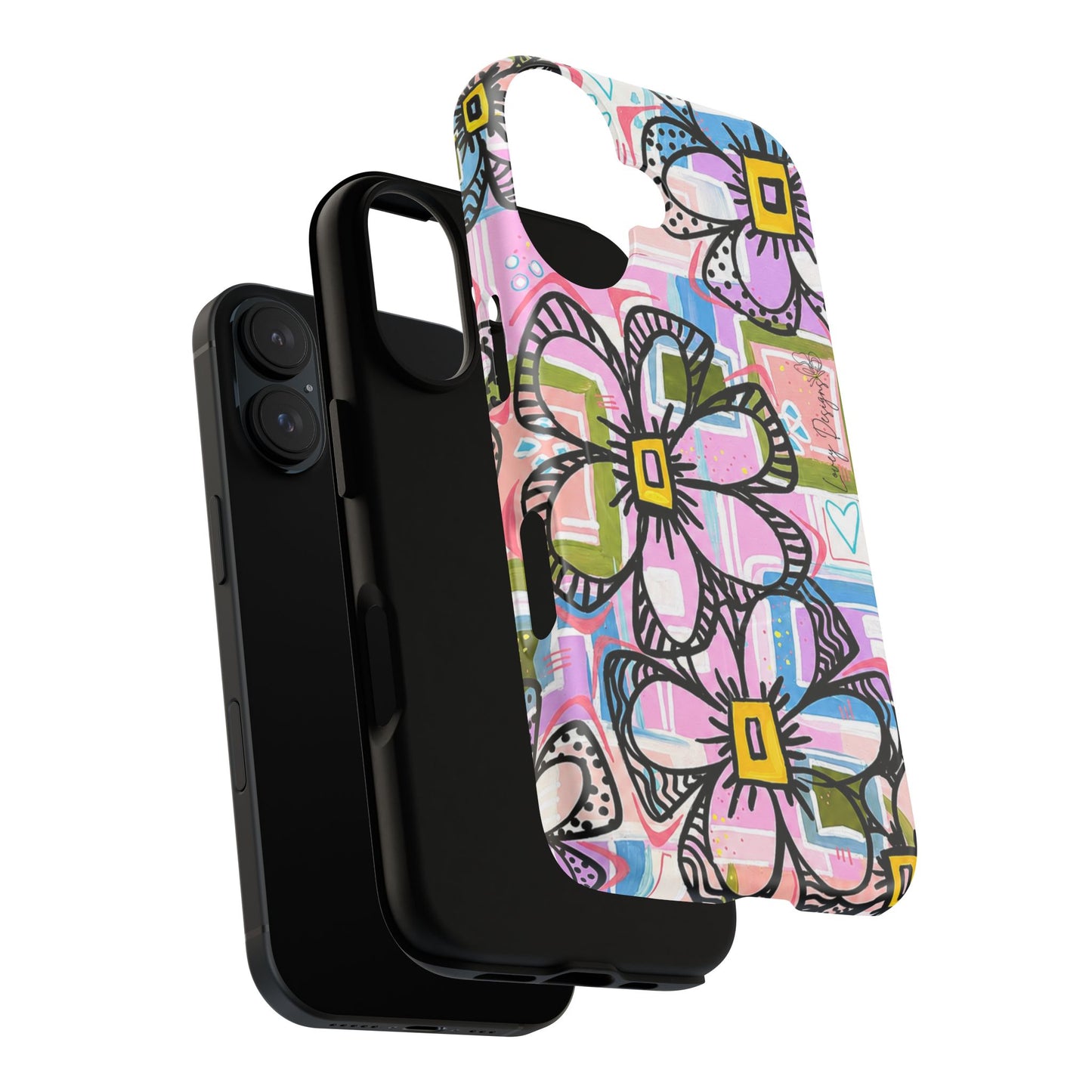 Floral Pop Tough Magnetic Phone Case — Pink Hand-Drawn Daisies