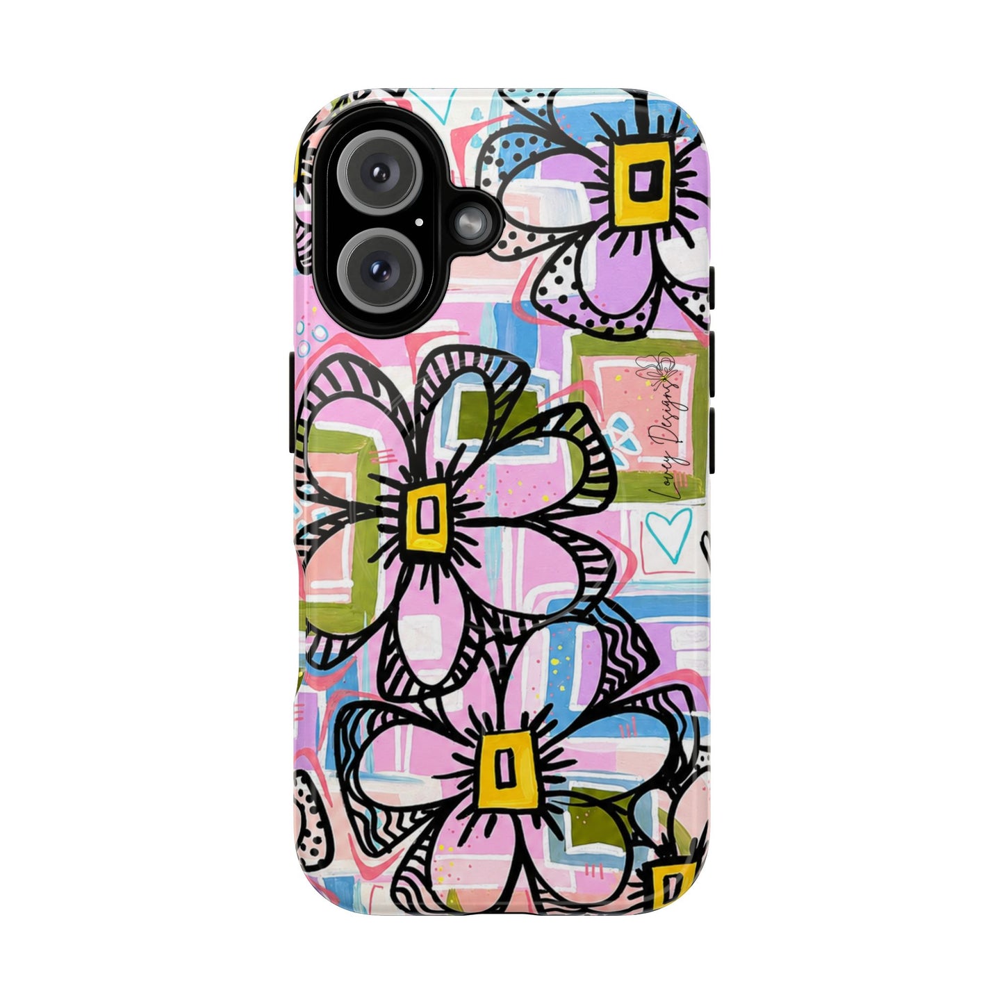 Floral Pop Tough Magnetic Phone Case — Pink Hand-Drawn Daisies