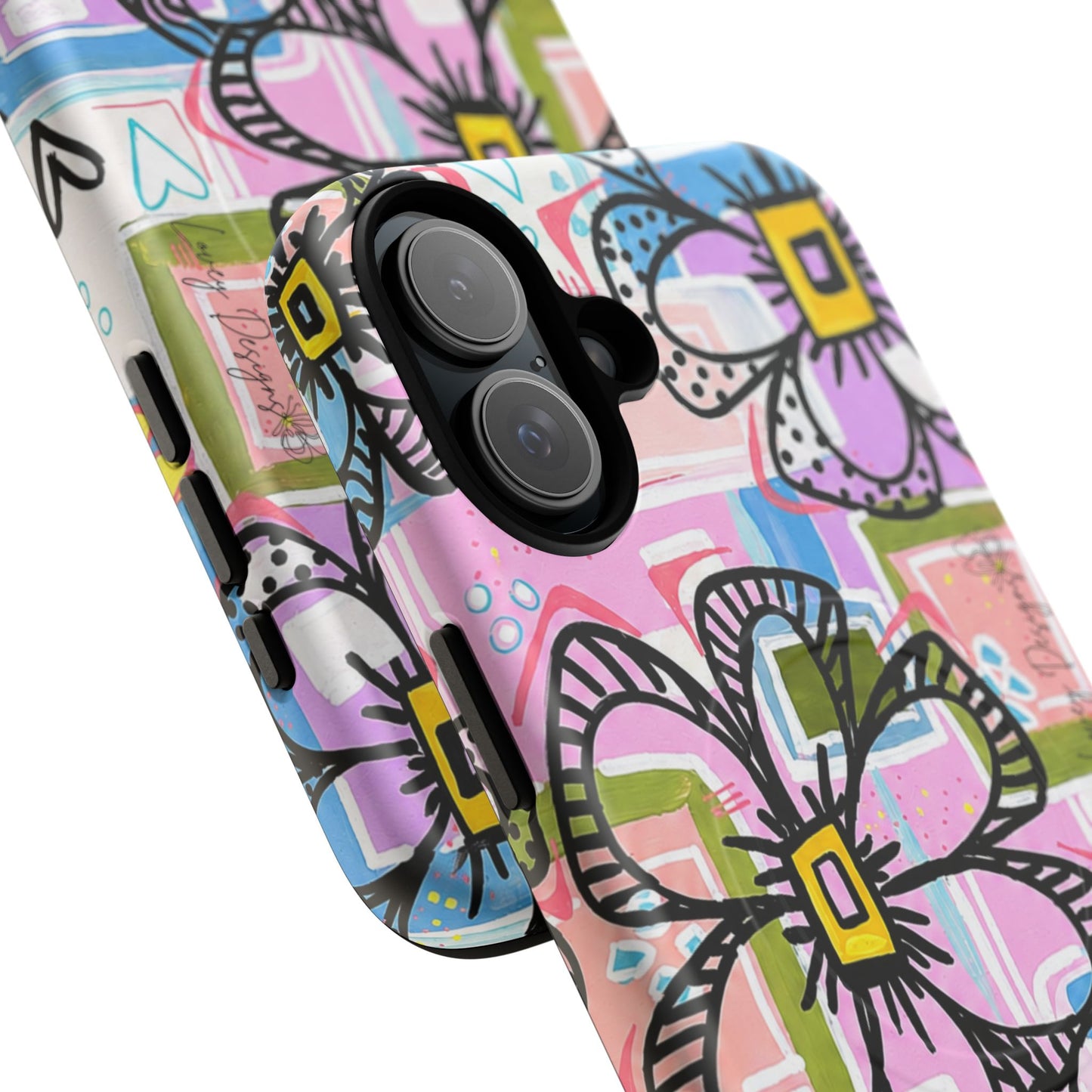 Floral Pop Tough Magnetic Phone Case — Pink Hand-Drawn Daisies