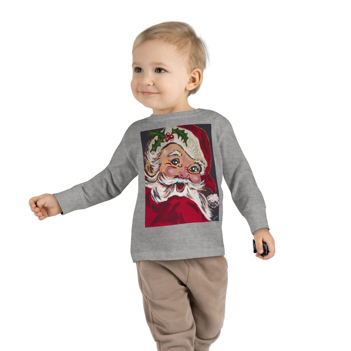 Vintage Santa Toddler Long Sleeve Tee — Kids Christmas Shirt