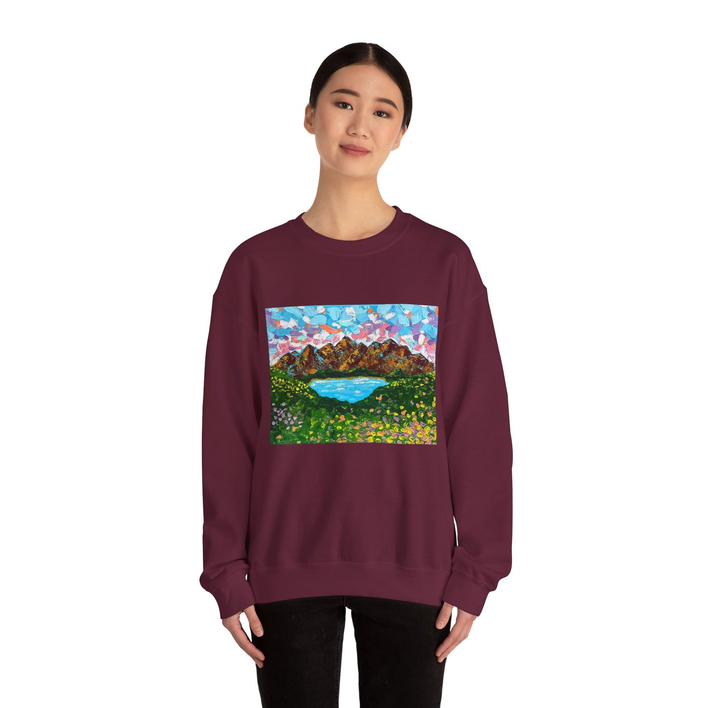 Colorful Mountain Landscape Sweatshirt - "Mountain Lullaby"