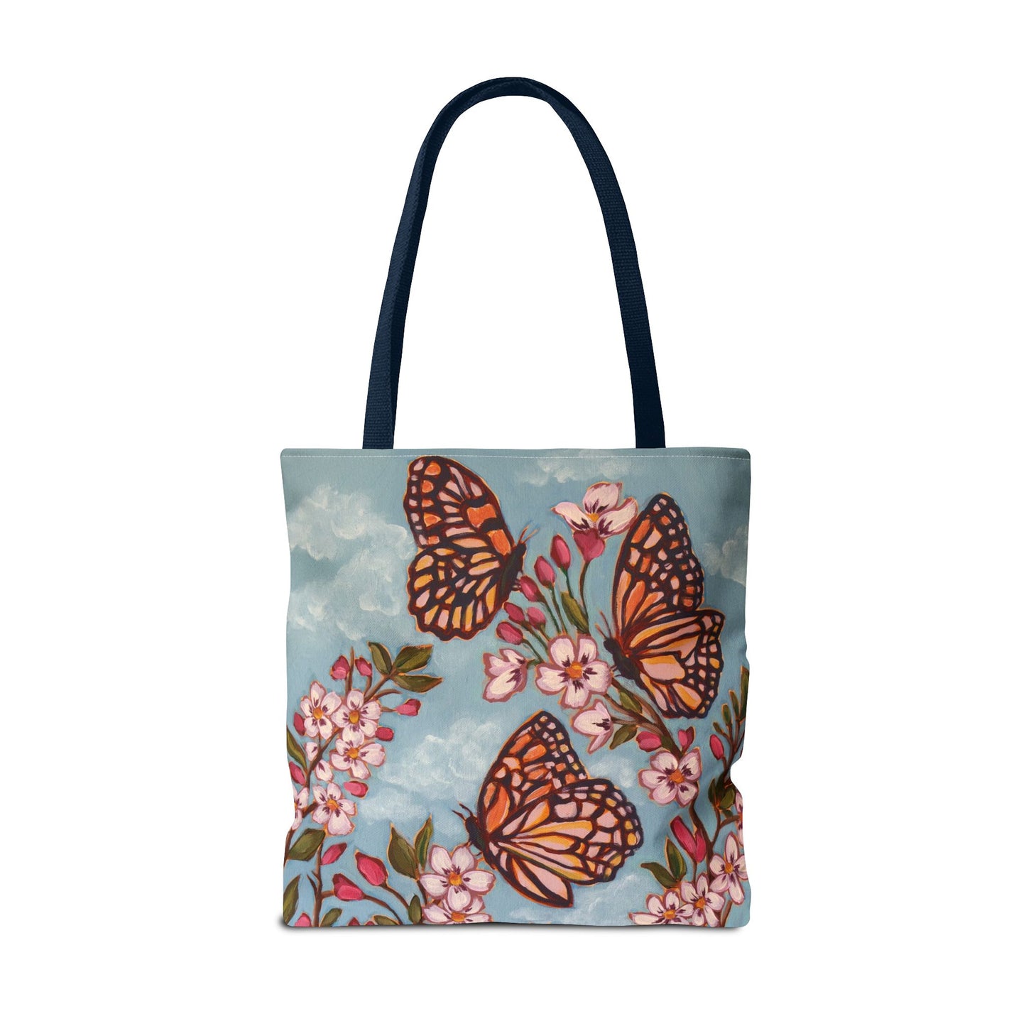 Monarch Blossom Tote Bag — Floral Butterfly All-Over Print
