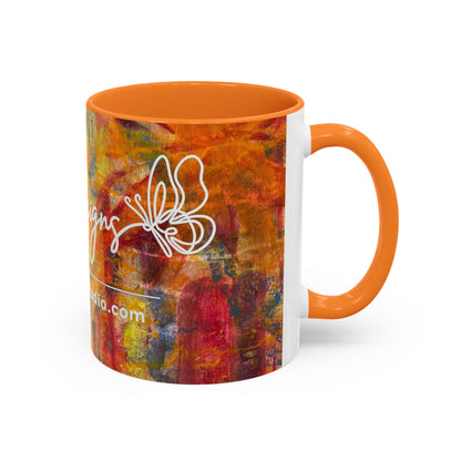 Colorful Abstract Art Mug (11oz & 15oz) — Hand-Painted Vibe, Logo Accent