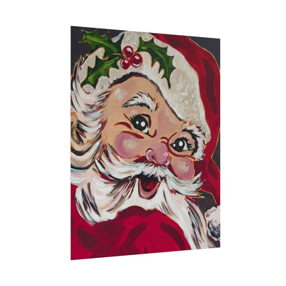 Vintage Santa Poster - Retro Christmas Holiday Wall Art (Rolled Poster)