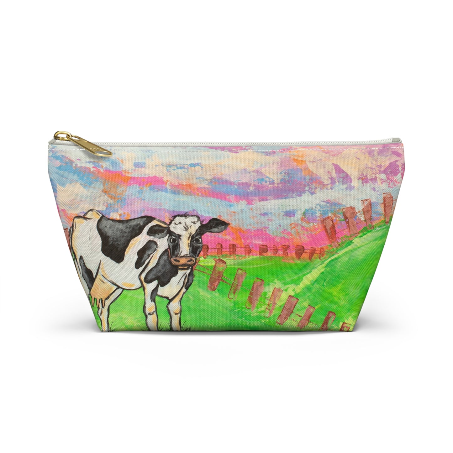 Cow Pasture Accessory Pouch — Colorful Farm Animal Makeup Bag