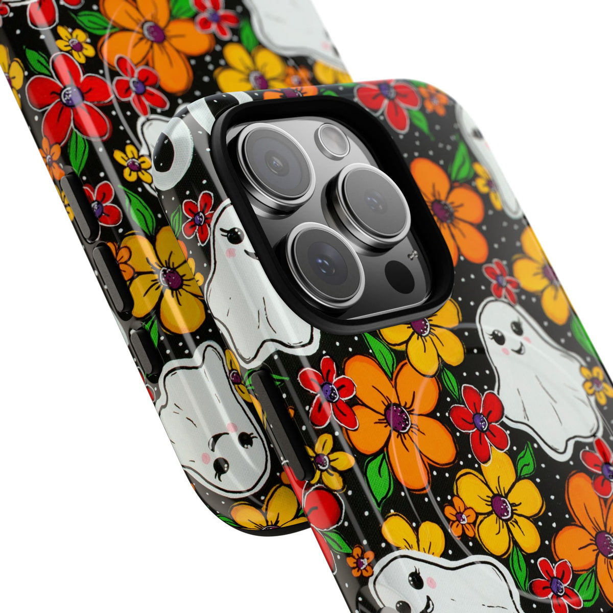 Halloween Floral Ghost Phone Case — Tough Magnetic Protective Cover