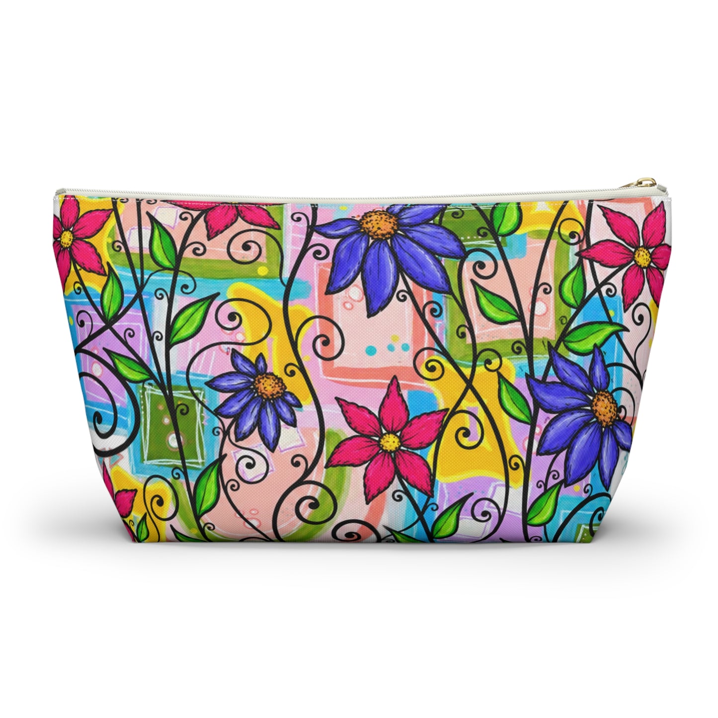 Colorful Floral Accessory Pouch — T‑Bottom Makeup & Travel Organizer