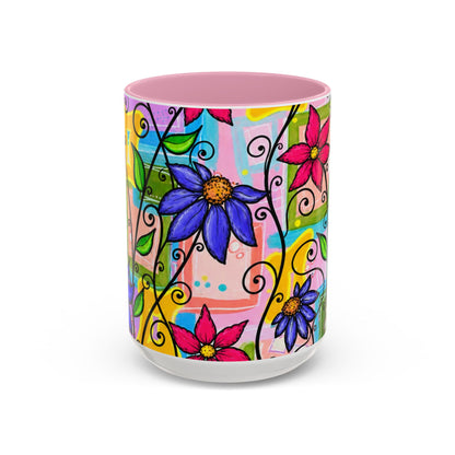 Colorful Floral Art Mug – Vibrant Hand-Painted Flowers (11oz, 15oz)
