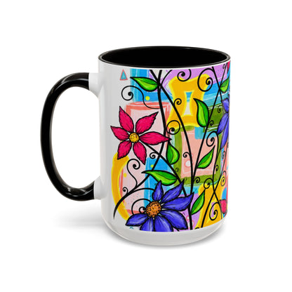 Colorful Floral Art Mug – Vibrant Hand-Painted Flowers (11oz, 15oz)