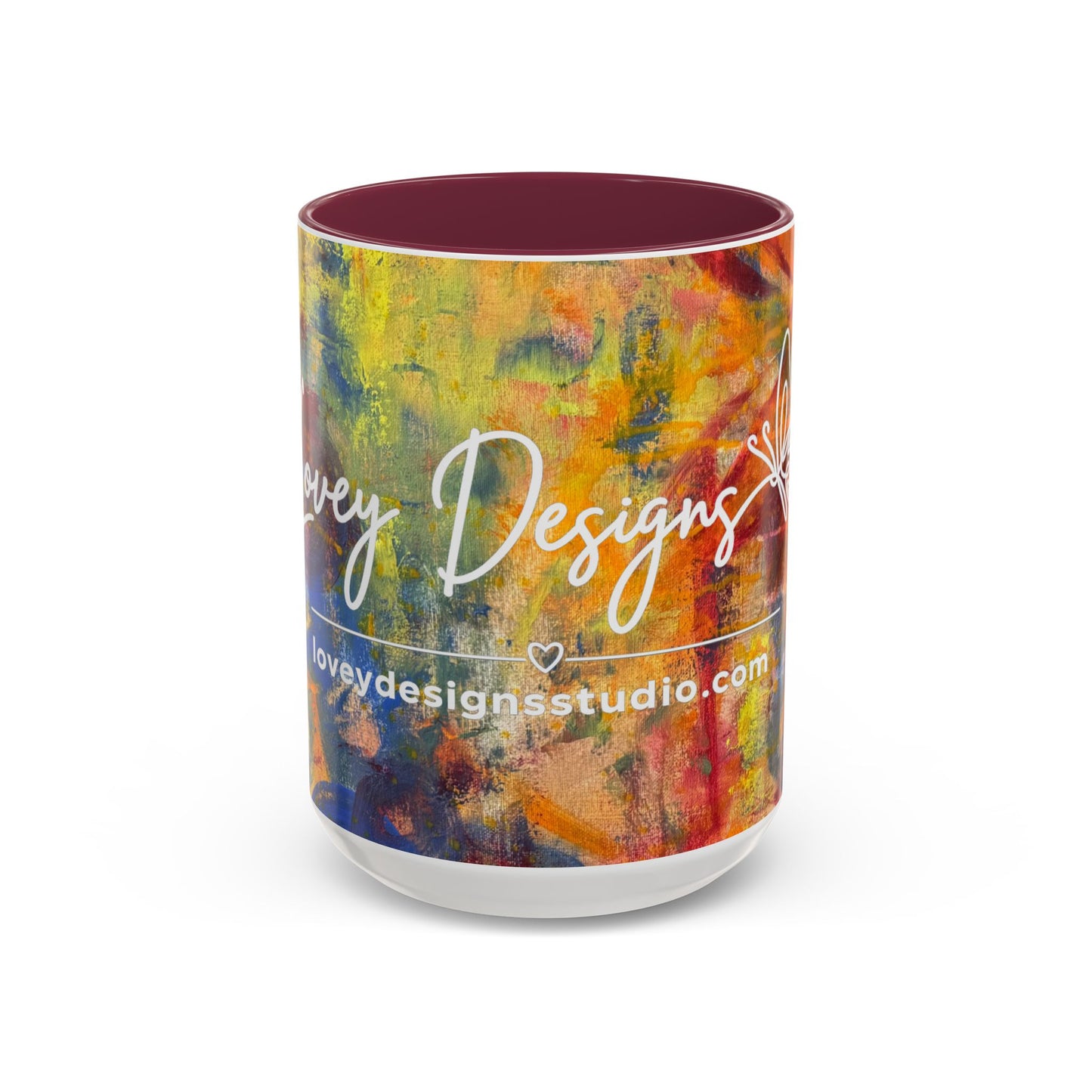 Colorful Abstract Art Mug (11oz & 15oz) — Hand-Painted Vibe, Logo Accent