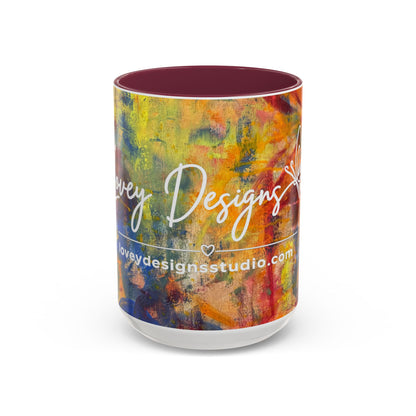 Colorful Abstract Art Mug (11oz & 15oz) — Hand-Painted Vibe, Logo Accent