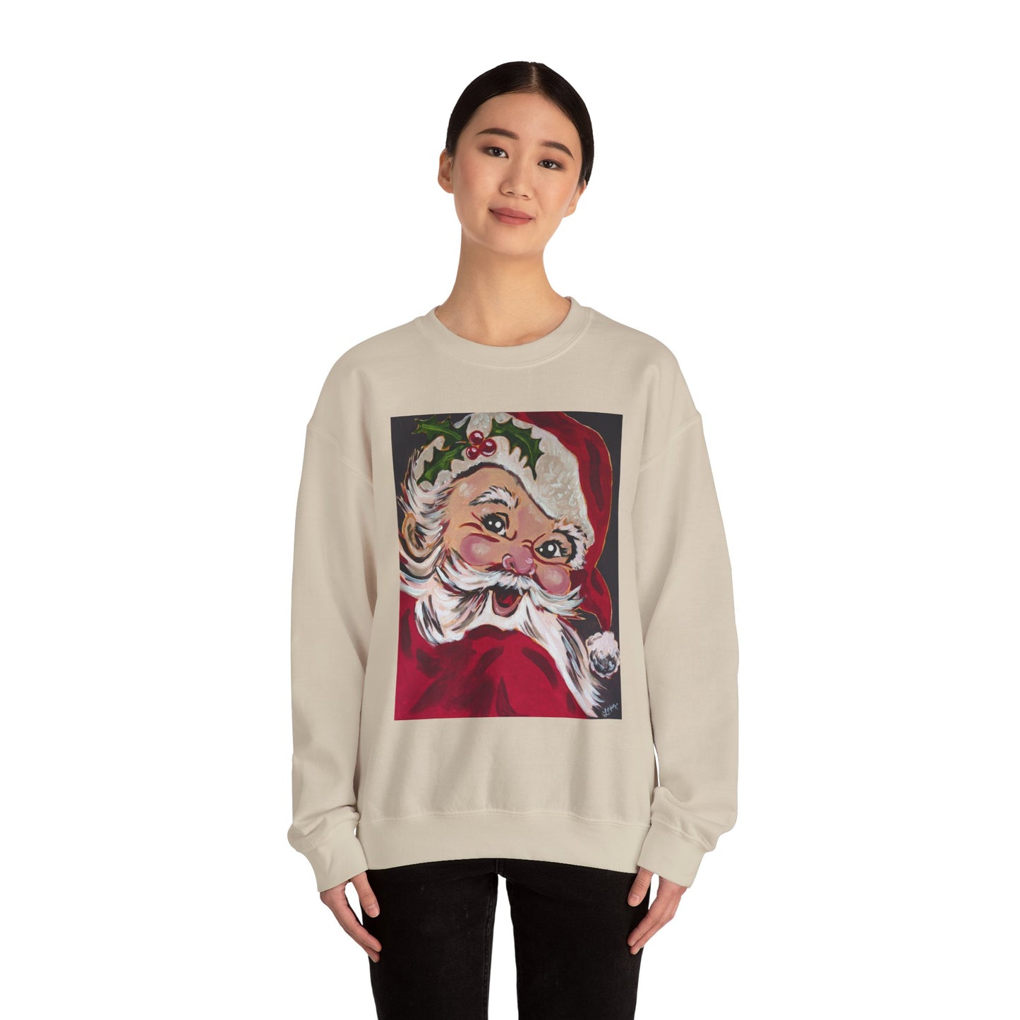 Santa Face Crewneck Sweatshirt — Vintage Santa Christmas Pullover