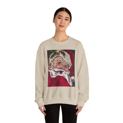 Santa Face Crewneck Sweatshirt — Vintage Santa Christmas Pullover