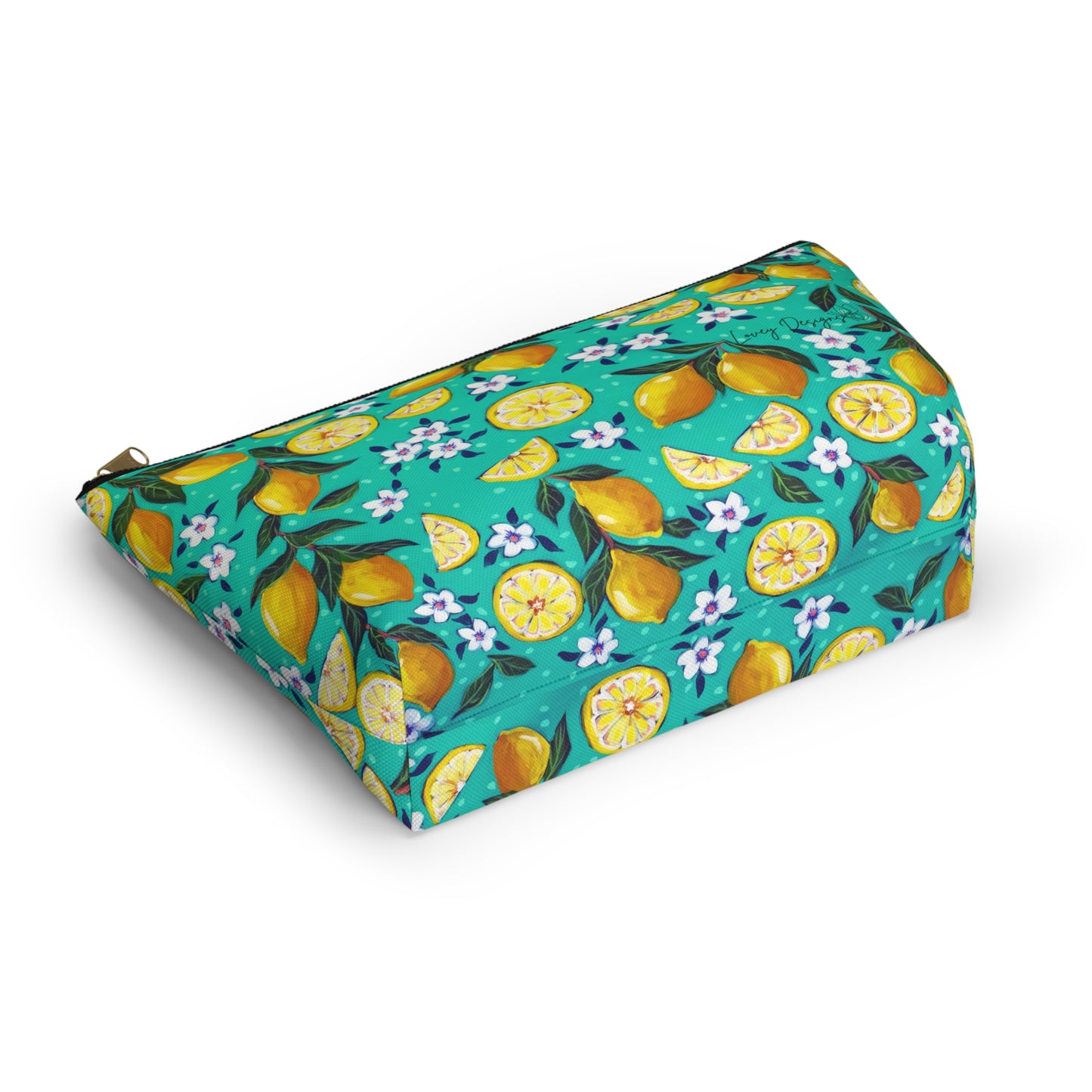Lemon Blossom Accessory Pouch — T‑Bottom Cosmetic Bag