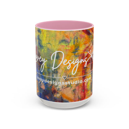 Colorful Abstract Art Mug (11oz & 15oz) — Hand-Painted Vibe, Logo Accent