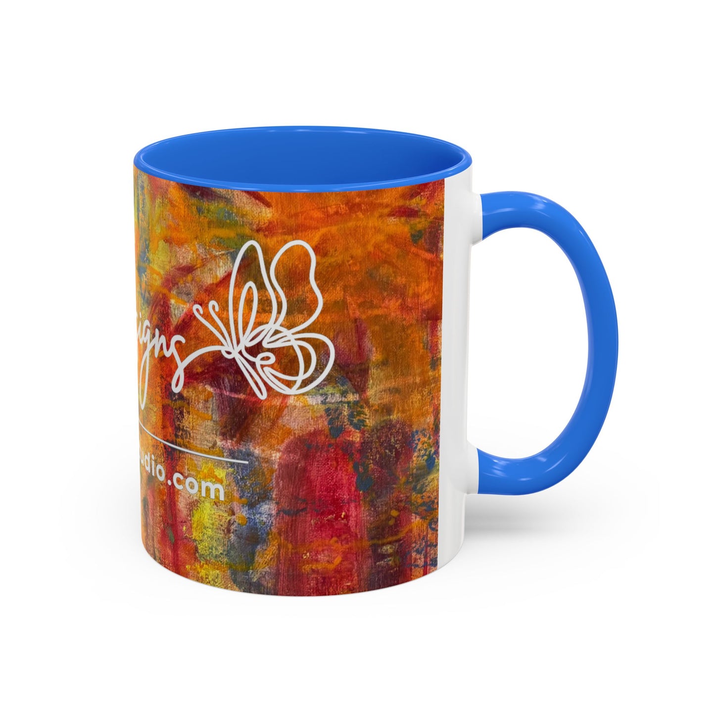 Colorful Abstract Art Mug (11oz & 15oz) — Hand-Painted Vibe, Logo Accent