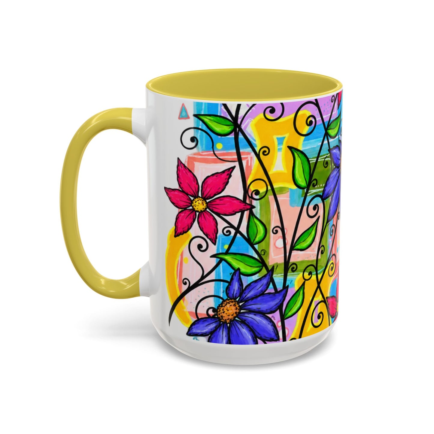 Colorful Floral Art Mug – Vibrant Hand-Painted Flowers (11oz, 15oz)