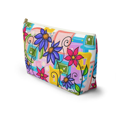 Colorful Floral Accessory Pouch — T‑Bottom Makeup & Travel Organizer