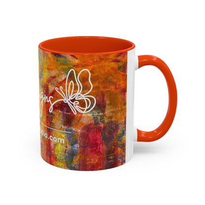 Colorful Abstract Art Mug (11oz & 15oz) — Hand-Painted Vibe, Logo Accent