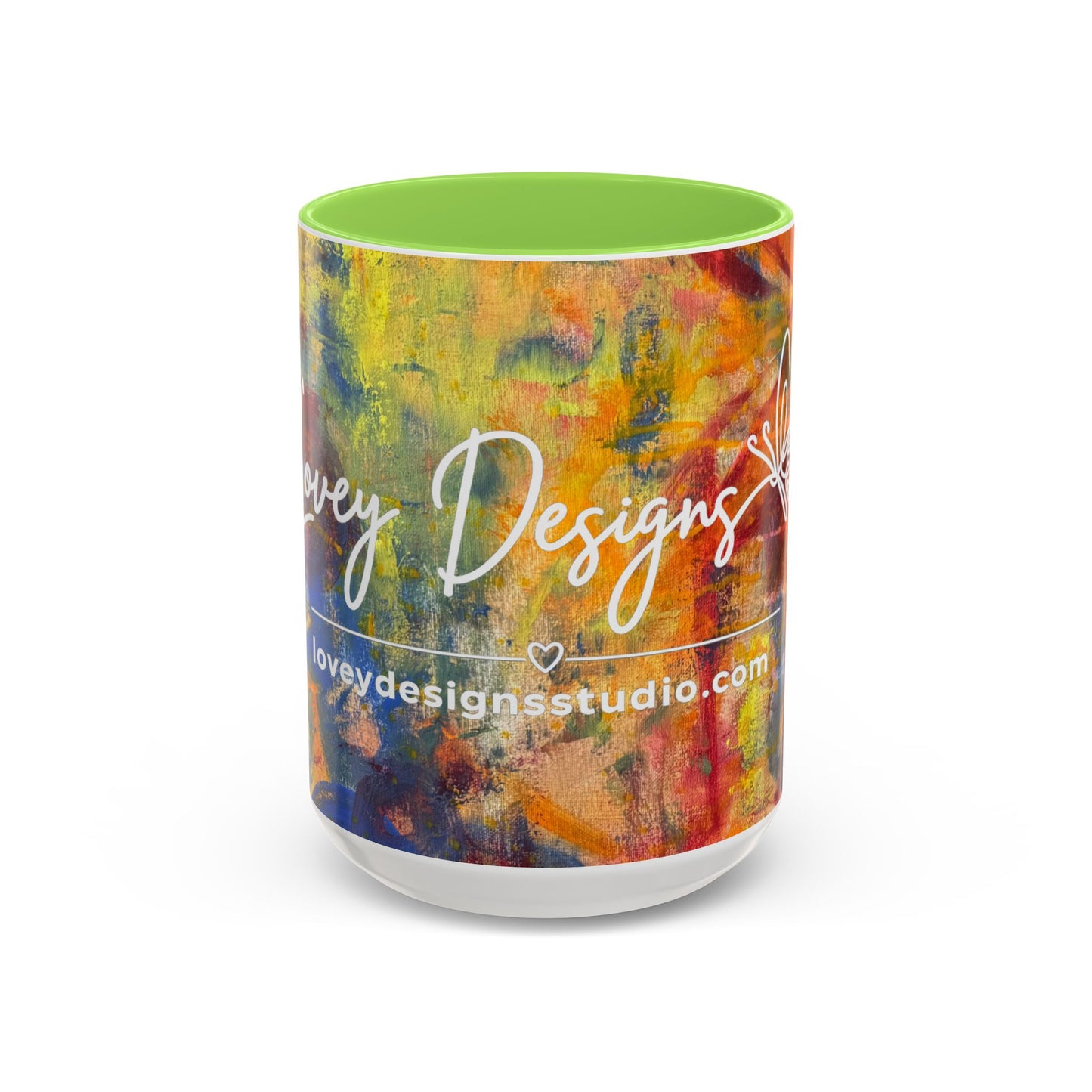 Colorful Abstract Art Mug (11oz & 15oz) — Hand-Painted Vibe, Logo Accent