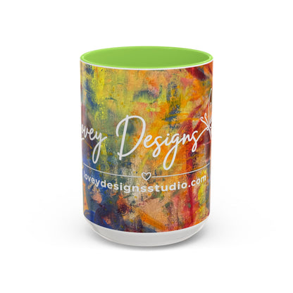 Colorful Abstract Art Mug (11oz & 15oz) — Hand-Painted Vibe, Logo Accent