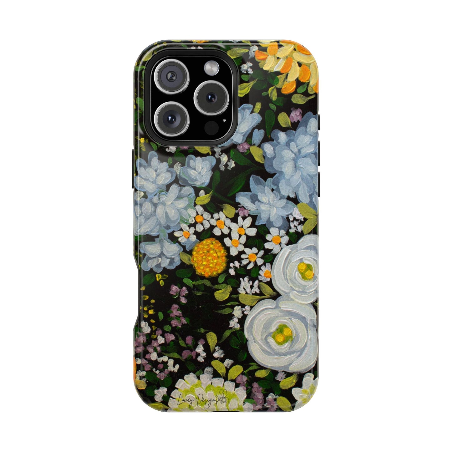 iPhone 16 & iPhone 17 Case - Midnight Garden Floral Design - Magnetic Impact-Resistant