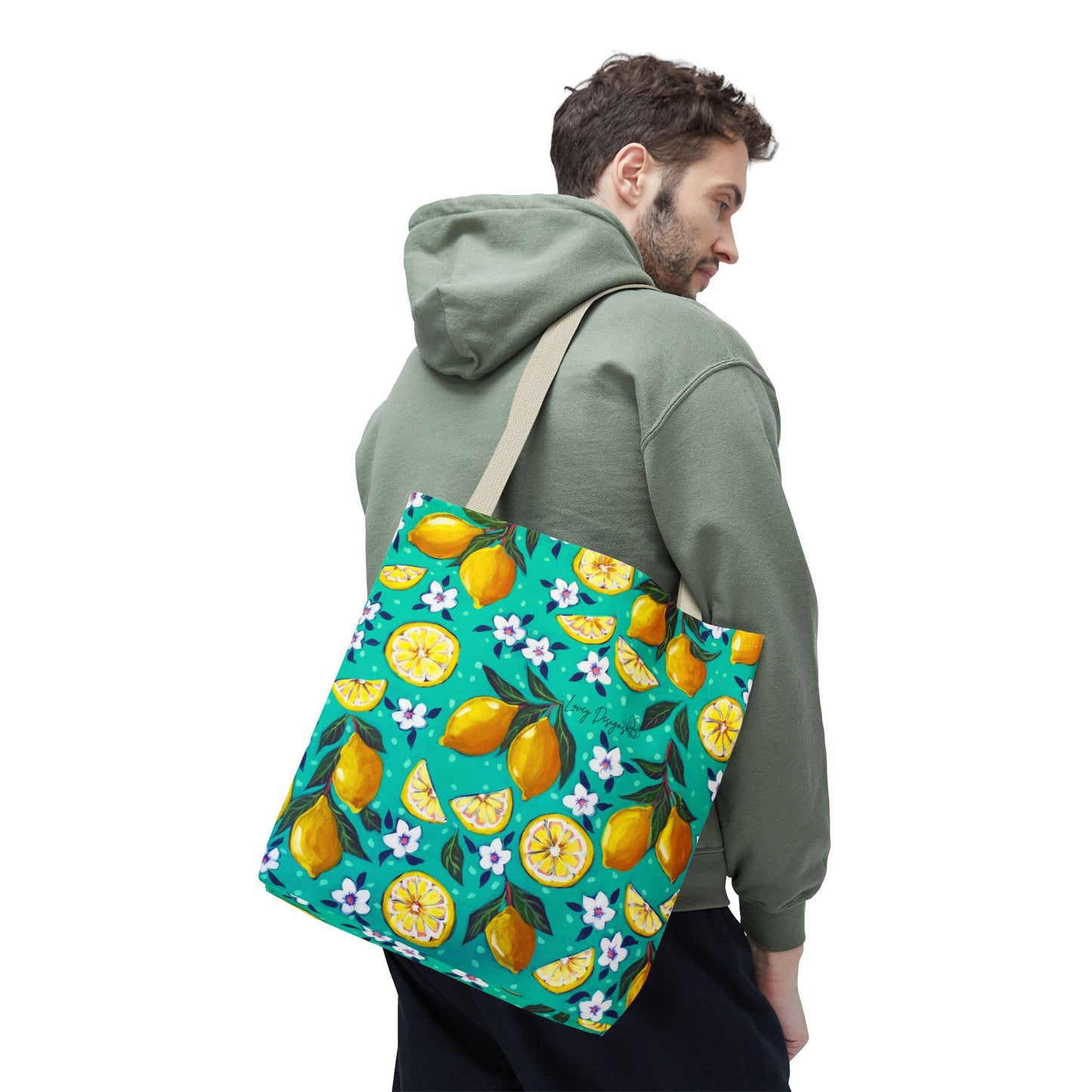 Lemon Blossom Tote Bag — Vibrant Citrus All-Over Print
