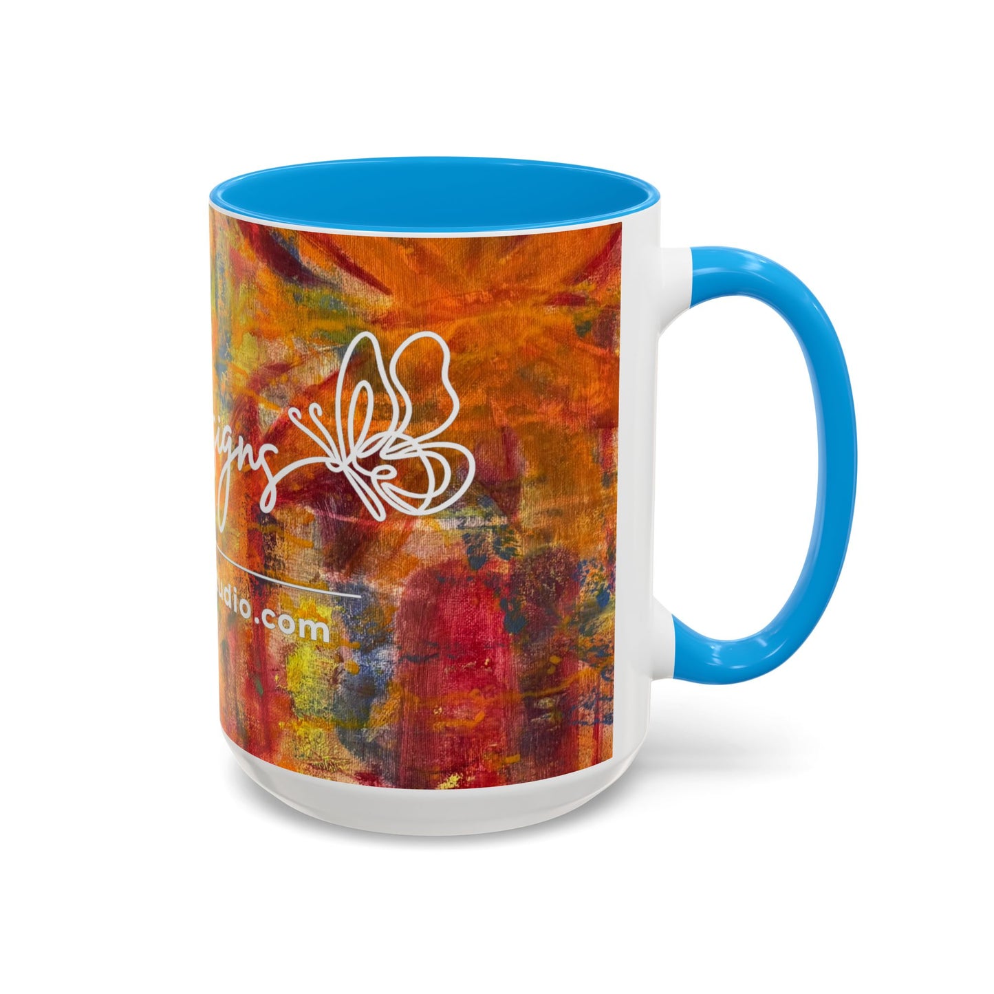 Colorful Abstract Art Mug (11oz & 15oz) — Hand-Painted Vibe, Logo Accent