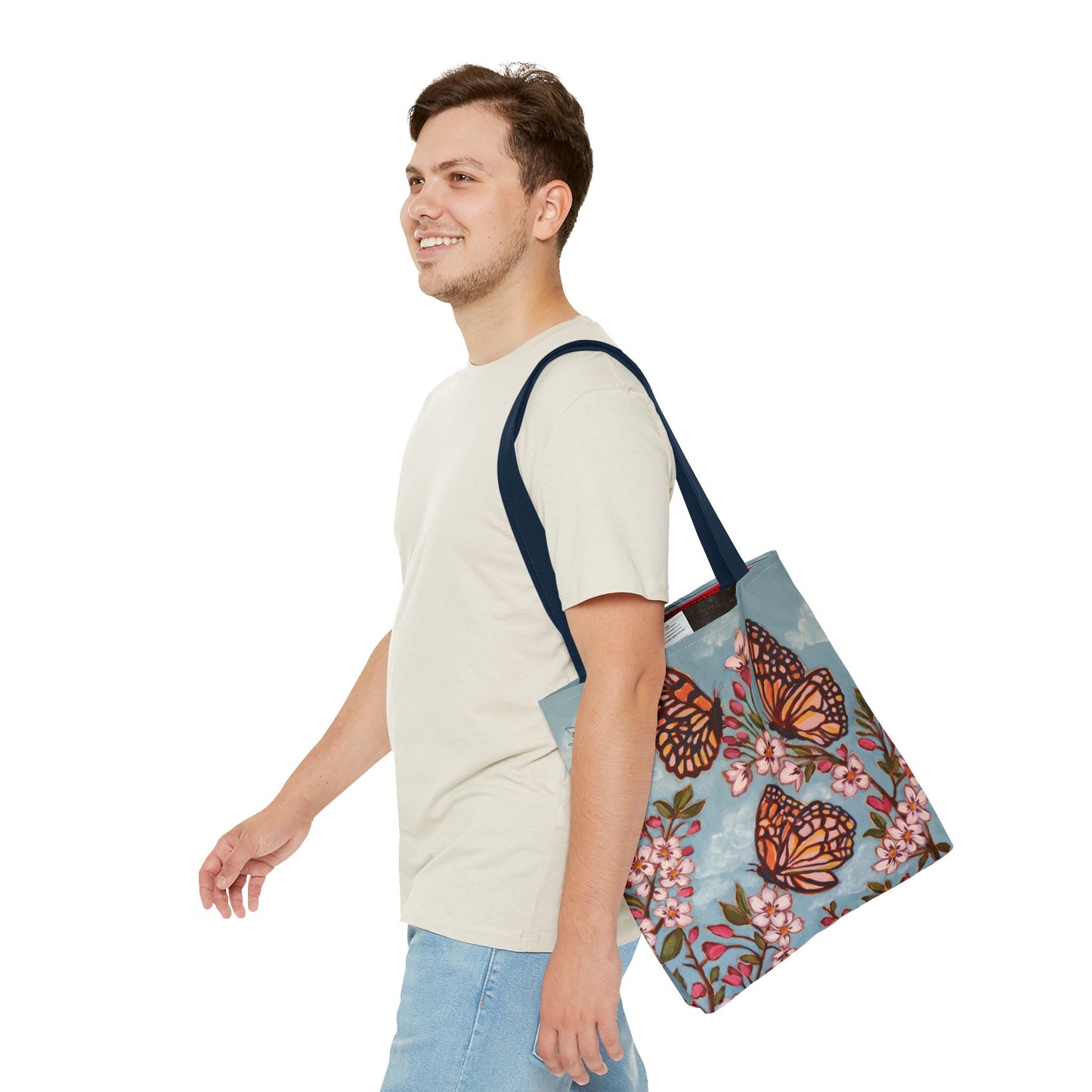 Monarch Blossom Tote Bag — Floral Butterfly All-Over Print