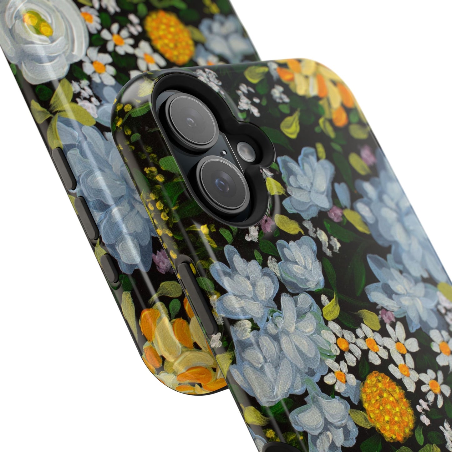 iPhone 16 & iPhone 17 Case - Midnight Garden Floral Design - Magnetic Impact-Resistant