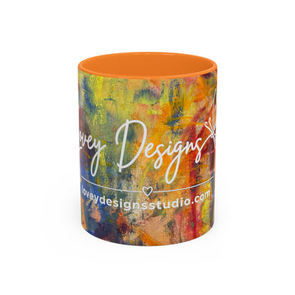Colorful Abstract Art Mug (11oz & 15oz) — Hand-Painted Vibe, Logo Accent